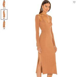 Jonathan Simkhai ESPERANZA COMPACT CUTOUT SHAWL DRESS IN CAMEL